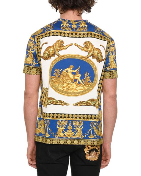 versace collection cotton shirt blue|versace graphic t shirts.